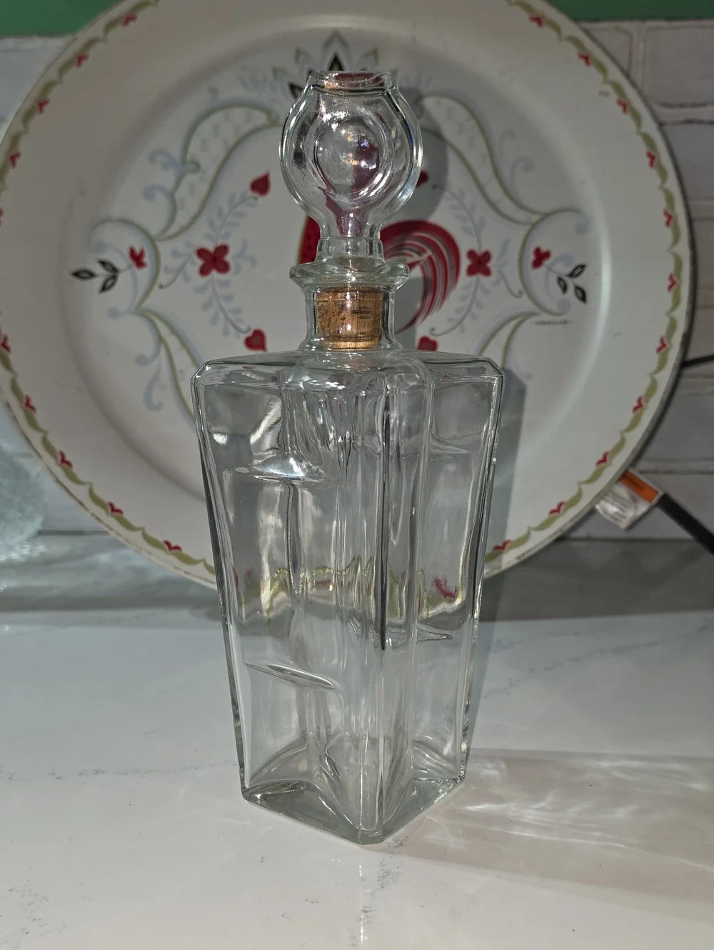 Vintage Clear Glass Decanter with Stopper